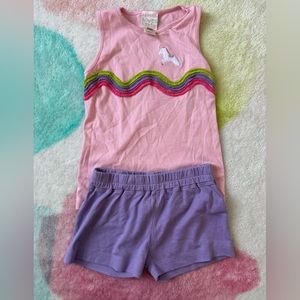 Like new size 7 Lemon Loves Lime unicorn shorts set